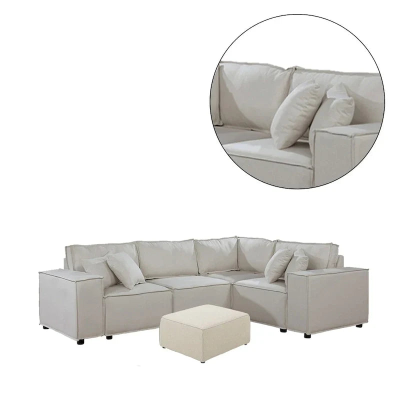 Canapé sectionnel modulable avec ottoman