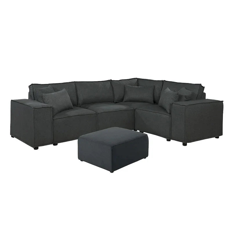 Canapé sectionnel modulable avec ottoman