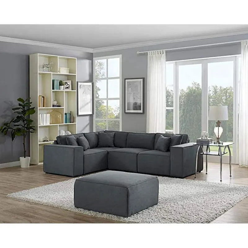 Canapé sectionnel modulable avec ottoman