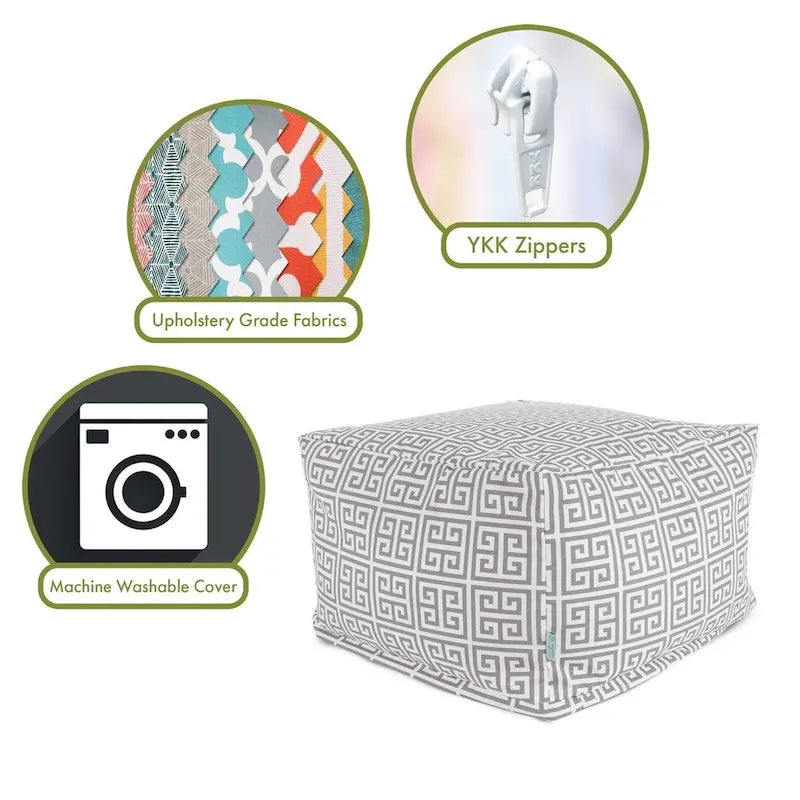 Majestic Home Goods Pouf ottoman Tours intérieur/extérieur 68,6 cm L x 68,6 cm l x 43,2 cm H