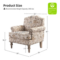 Fauteuil Yahweh Farmhouse avec têtes de clous et accoudoirs roulés par HULALA HOME (Lot de 2)