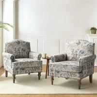 Fauteuil Yahweh Farmhouse avec têtes de clous et accoudoirs roulés par HULALA HOME (Lot de 2)