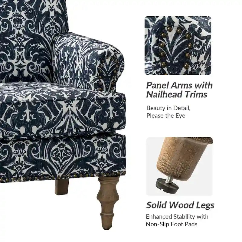 Fauteuil Yahweh Farmhouse avec têtes de clous et accoudoirs roulés par HULALA HOME (Lot de 2)