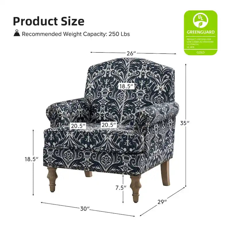 Fauteuil Yahweh Farmhouse avec têtes de clous et accoudoirs roulés par HULALA HOME (Lot de 2)