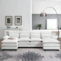 Canapé sectionnel moderne en forme de U avec coussins lombaires, canapé-lit avec méridienne