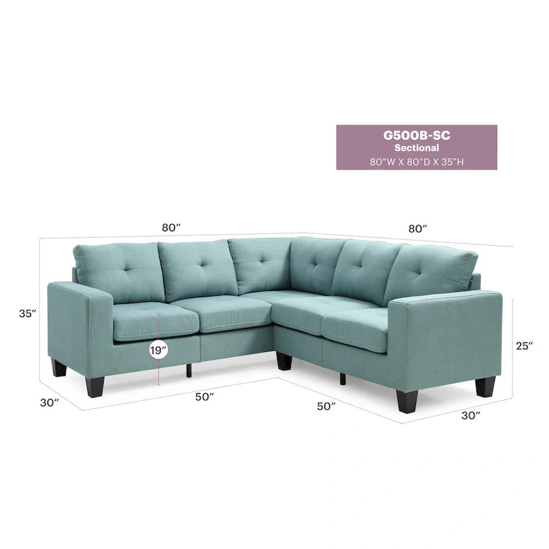 Canapé sectionnel en L 2 pièces Newbury 82 po de large en sergé de polyester - 32 L x 82 l x 35 H
