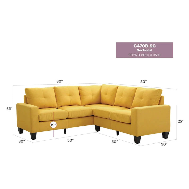 Canapé sectionnel en L 2 pièces Newbury 82 po de large en sergé de polyester - 32 L x 82 l x 35 H