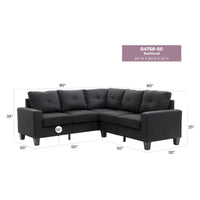 Canapé sectionnel en L 2 pièces Newbury 82 po de large en sergé de polyester - 32 L x 82 l x 35 H