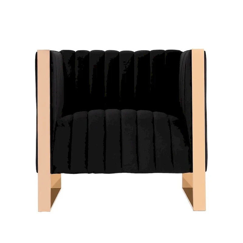Manhattan Comfort Trillium - Fauteuil d'appoint en Velours avec Cadre Doré (Lot de 2)