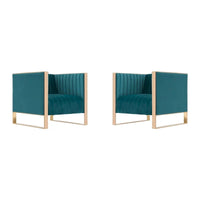 Manhattan Comfort Trillium - Fauteuil d'appoint en Velours avec Cadre Doré (Lot de 2)
