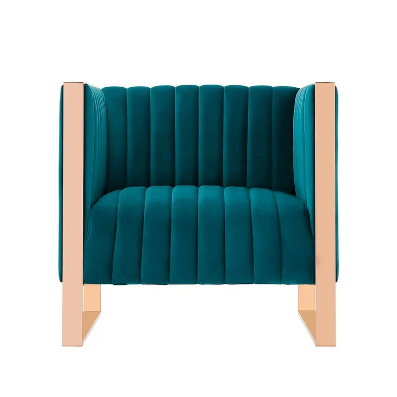 Manhattan Comfort Trillium - Fauteuil d'appoint en Velours avec Cadre Doré (Lot de 2)
