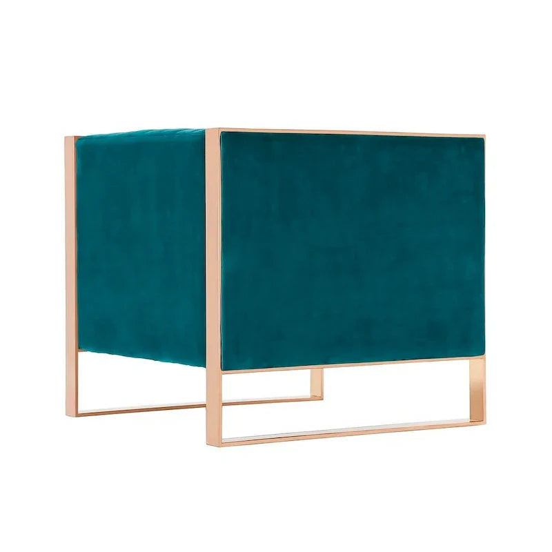 Manhattan Comfort Trillium - Fauteuil d'appoint en Velours avec Cadre Doré (Lot de 2)