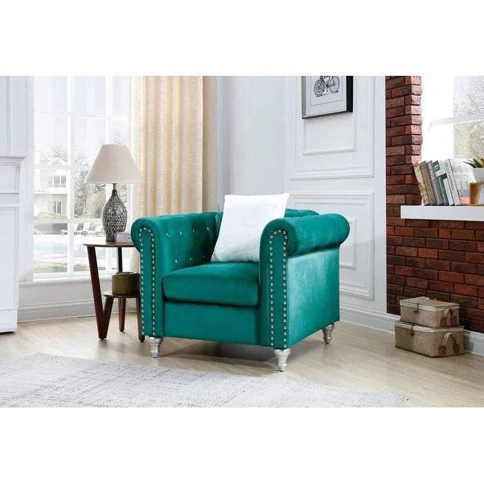 Fauteuil en Velours Raisa avec Accents de Cristal