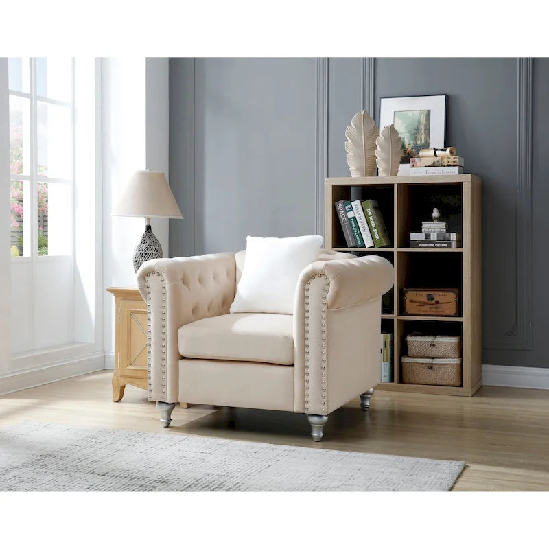 Fauteuil en Velours Raisa avec Accents de Cristal
