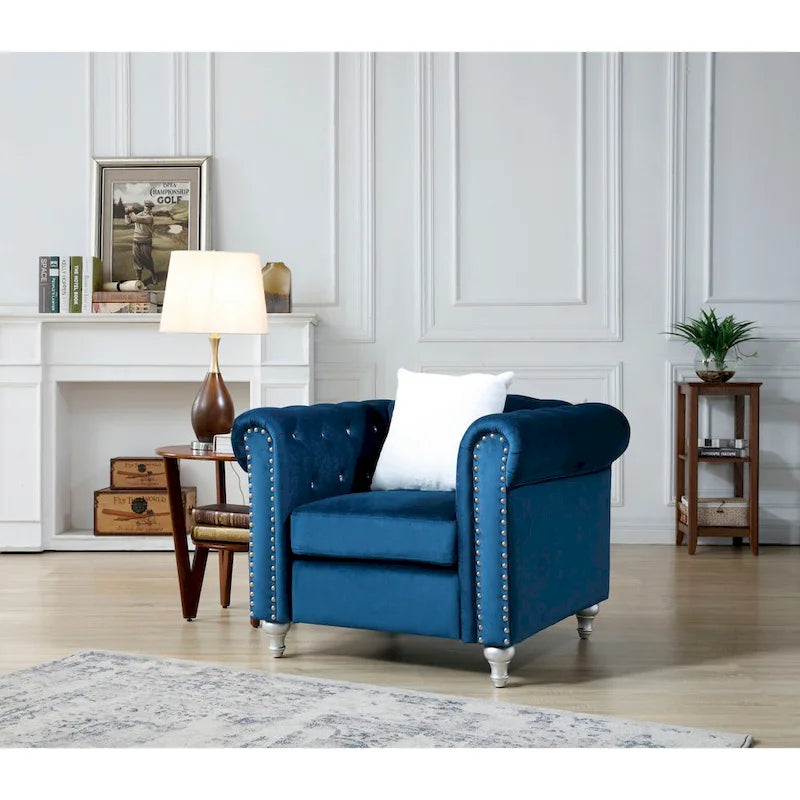 Fauteuil en Velours Raisa avec Accents de Cristal