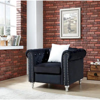 Fauteuil en Velours Raisa avec Accents de Cristal