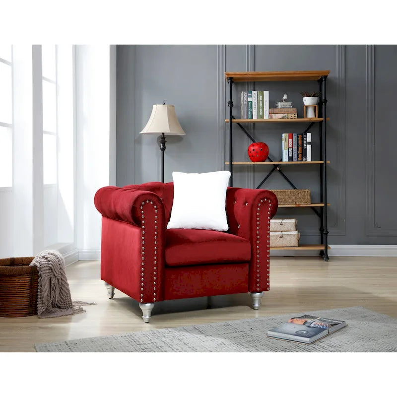 Fauteuil en Velours Raisa avec Accents de Cristal