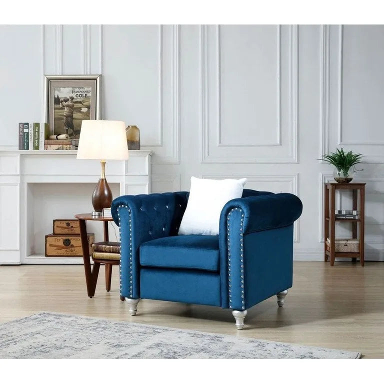 Fauteuil en Velours Raisa avec Accents de Cristal