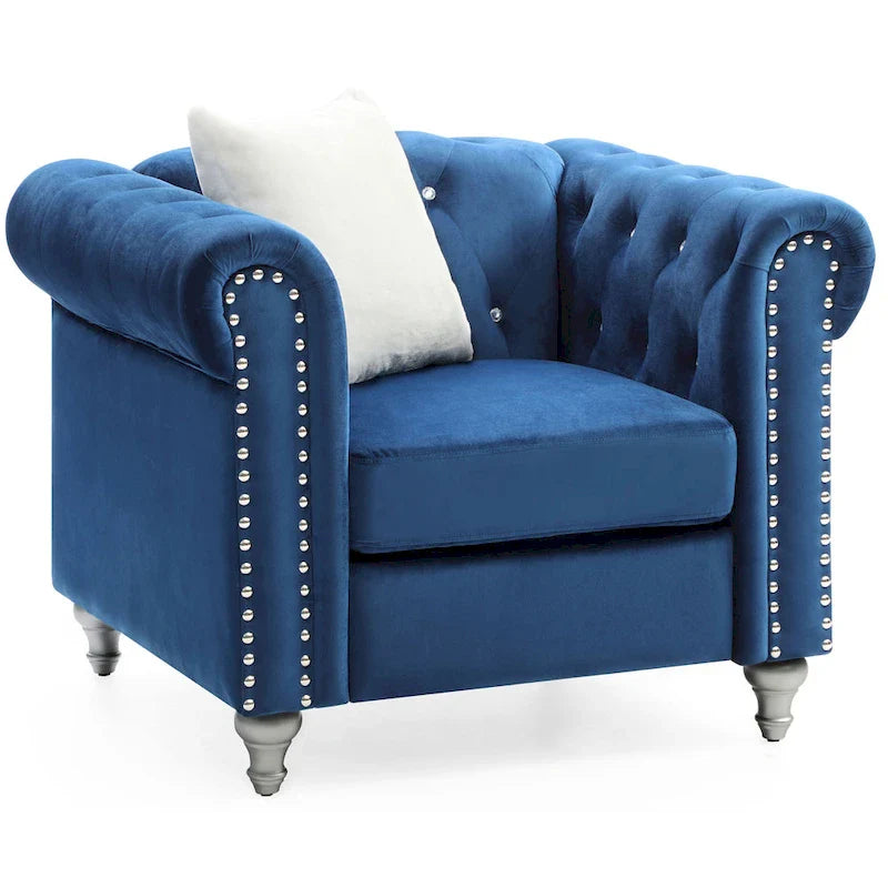 Fauteuil en Velours Raisa avec Accents de Cristal