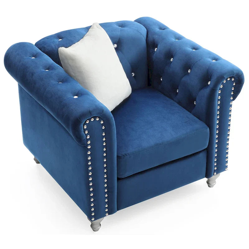Fauteuil en Velours Raisa avec Accents de Cristal