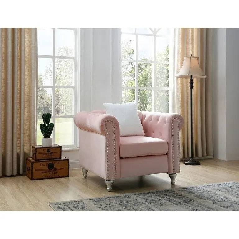Fauteuil en Velours Raisa avec Accents de Cristal
