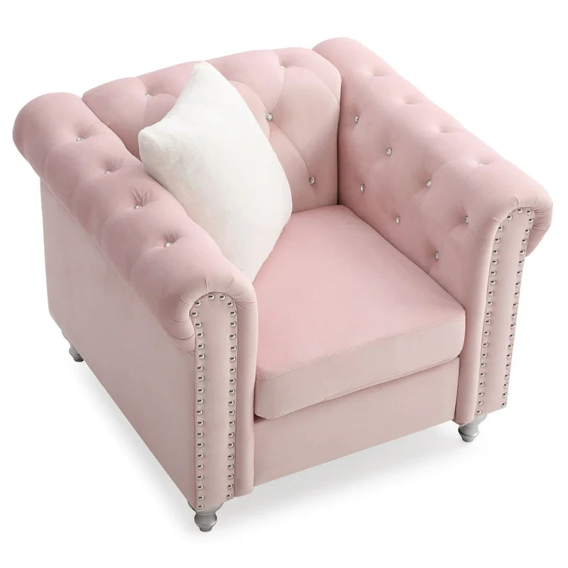 Fauteuil en Velours Raisa avec Accents de Cristal