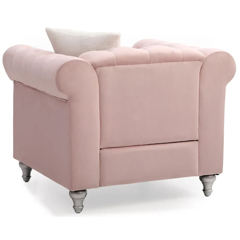 Fauteuil en Velours Raisa avec Accents de Cristal