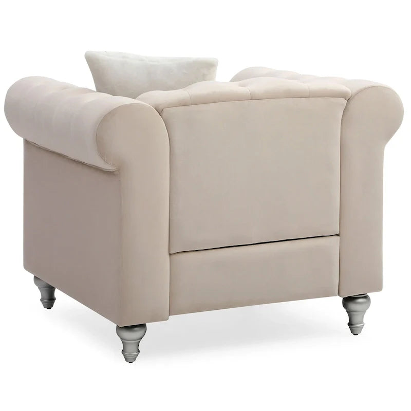 Fauteuil en Velours Raisa avec Accents de Cristal