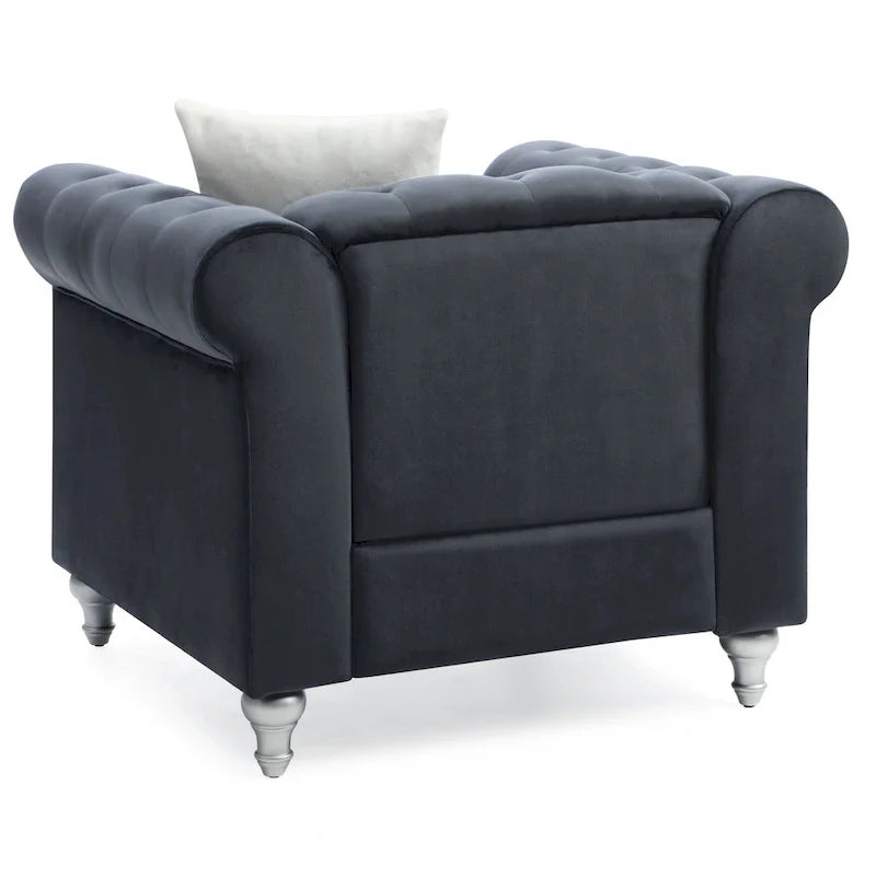 Fauteuil en Velours Raisa avec Accents de Cristal