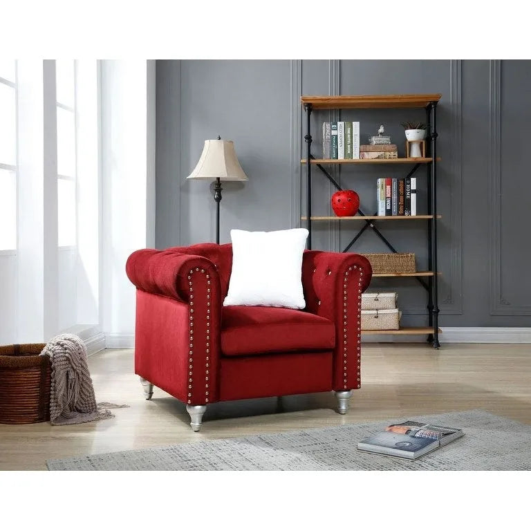 Fauteuil en Velours Raisa avec Accents de Cristal