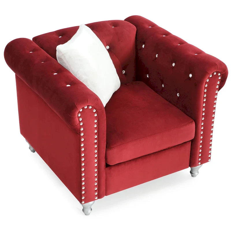 Fauteuil en Velours Raisa avec Accents de Cristal