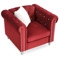 Fauteuil en Velours Raisa avec Accents de Cristal