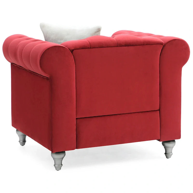 Fauteuil en Velours Raisa avec Accents de Cristal