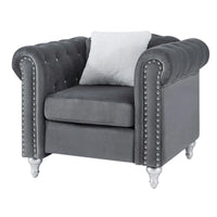 Fauteuil en Velours Raisa avec Accents de Cristal