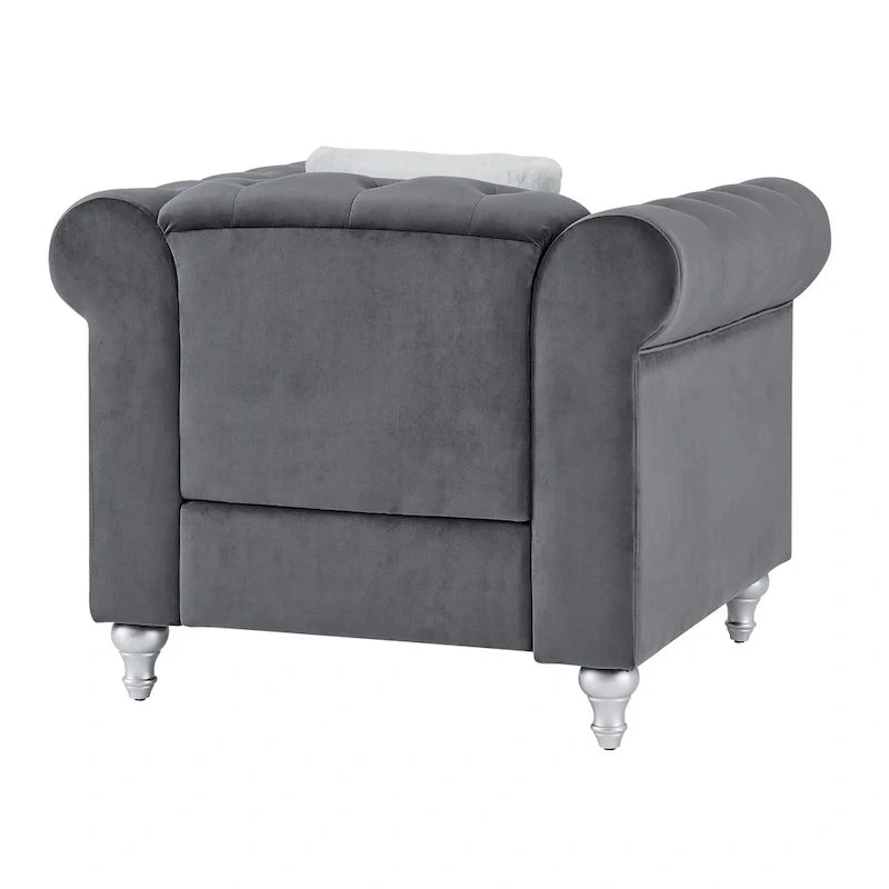 Fauteuil en Velours Raisa avec Accents de Cristal