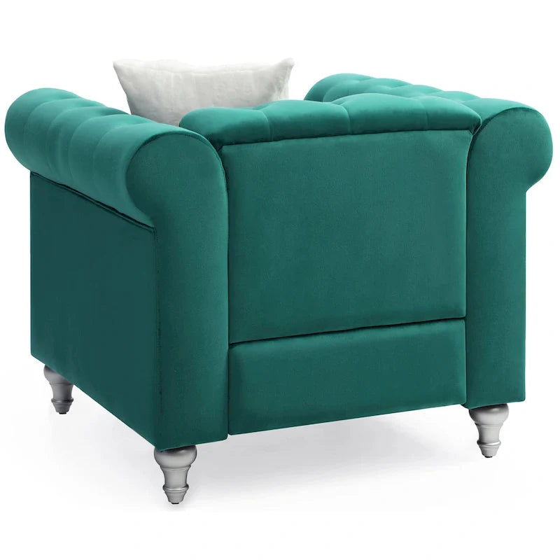 Fauteuil en Velours Raisa avec Accents de Cristal