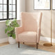 Fauteuil d'appoint capitonné à oreilles avec structure et pieds en bois
