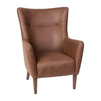 Fauteuil d'appoint capitonné à oreilles avec structure et pieds en bois