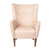 Fauteuil d'appoint capitonné à oreilles avec structure et pieds en bois