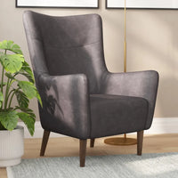 Fauteuil d'appoint capitonné à oreilles avec structure et pieds en bois