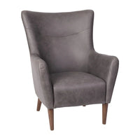 Fauteuil d'appoint capitonné à oreilles avec structure et pieds en bois