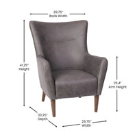Fauteuil d'appoint capitonné à oreilles avec structure et pieds en bois
