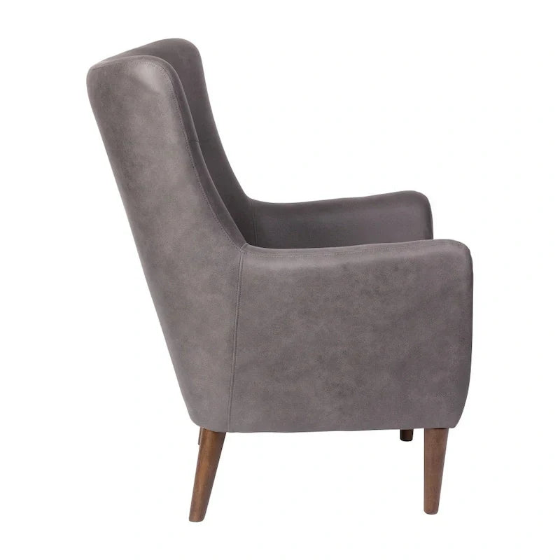 Fauteuil d'appoint capitonné à oreilles avec structure et pieds en bois