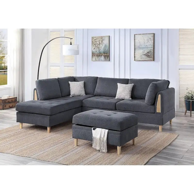 Poundex Furniture Sectionnel 3 pièces en chenille