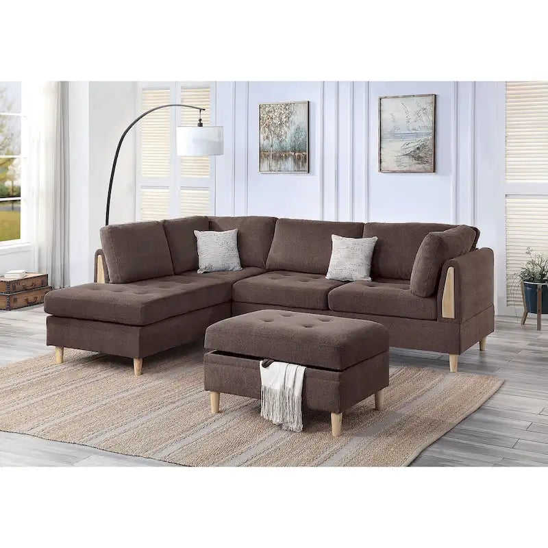 Poundex Furniture Sectionnel 3 pièces en chenille