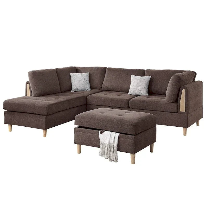 Poundex Furniture Sectionnel 3 pièces en chenille