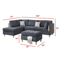 Poundex Furniture Sectionnel 3 pièces en chenille