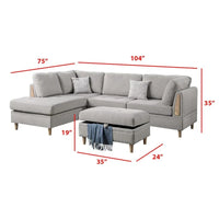 Poundex Furniture Sectionnel 3 pièces en chenille