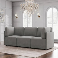 Canapé Sectionnel Modulable Réversible Moderne 3 Pièces en Lin en Libre Combinaison
