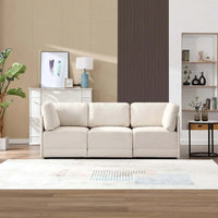 Canapé Sectionnel Modulable Réversible Moderne 3 Pièces en Lin en Libre Combinaison